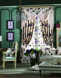 紫色印花窗簾 紫色印花窗簾